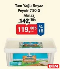 AKNAZ TAM YAĞLI BEYAZ PEYNİR 750 G